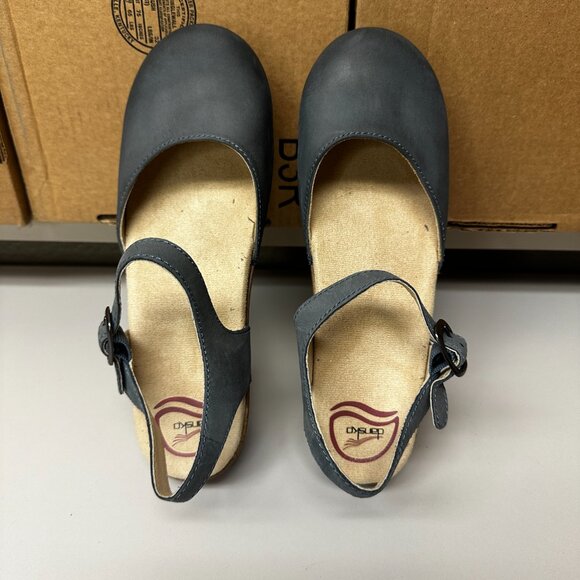 Dansko Blue Mules with Tan Sole - Picture 5 of 6